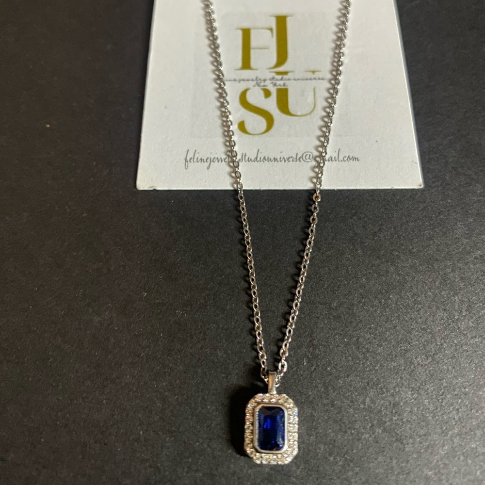 Elegant Sterling Silver Necklace with Blue Pendant
